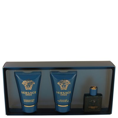 Versace Eros by Versace Gift Set — .17 oz Mini EDT + .8 oz Shower Gel + .8 oz After Shave Balm (Men)