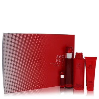 Perry Ellis 360 Red by Perry Ellis Gift Set — 3.4 oz Eau De Toilette Spray + .25 oz Mini EDT Spray + 6.8 oz Body Spray + 3 oz Shower Gel (Men)