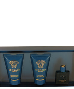 Versace Eros by Versace Gift Set — .17 oz Mini EDT + .8 oz Shower Gel + .8 oz After Shave Balm (Men)