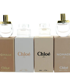 Chloe 4 pcs set for women: nomade 0.16 eau de toilette mini + rose tangerine 0.16 eau de toilette mini + chloe 0.16 eau de parfum mini + nomade 0.16 eau de parfum mini