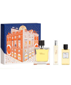 Hermes terre d’hermes pure perfume 3 pcs set for men: 2.5 parfum spray + 0.5 oz parfum spray + 1.35 hair and body shower gel