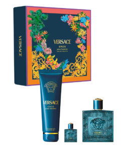 Versace eros 3 pcs set for men: 3.4 eau de toilette spray + 5 ml eau de toilette mini + 5 oz shower gel.