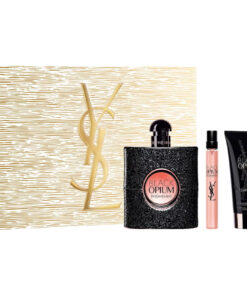 Ysl black opium 3 pcs set for women: 3 oz eau de parfum spray + 0.33 eau de parfum spray + 1.6 body lotion.