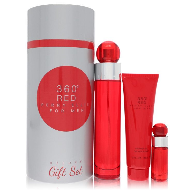 Perry Ellis 360 Red by Perry Ellis Gift Set — 3.4 oz Eau De Toilette Spray + .25 oz Mini EDT Spray + 3 oz Shower Gel in Tube Box (Men) Perry Ellis 360 Red by Perry Ellis Gift Set — 3.4 oz Eau De Toilette Spray + .25 oz Mini EDT Spray + 3 oz Shower Gel in Tube Box (Men)